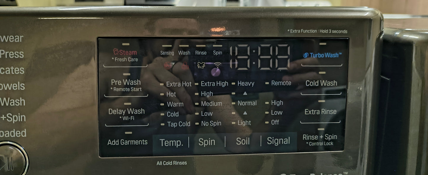 LG Elite Platinum Stainless FrontLoad Washer & New Scratch & Dent Electric Dryer Set - Stackable & Downloadable Features