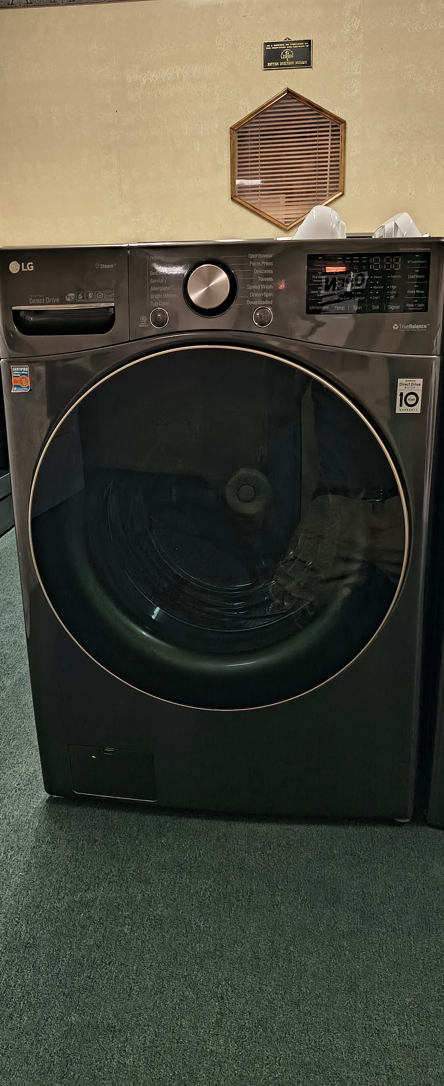 LG Elite Platinum Stainless FrontLoad Washer & New Scratch & Dent Electric Dryer Set - Stackable & Downloadable Features