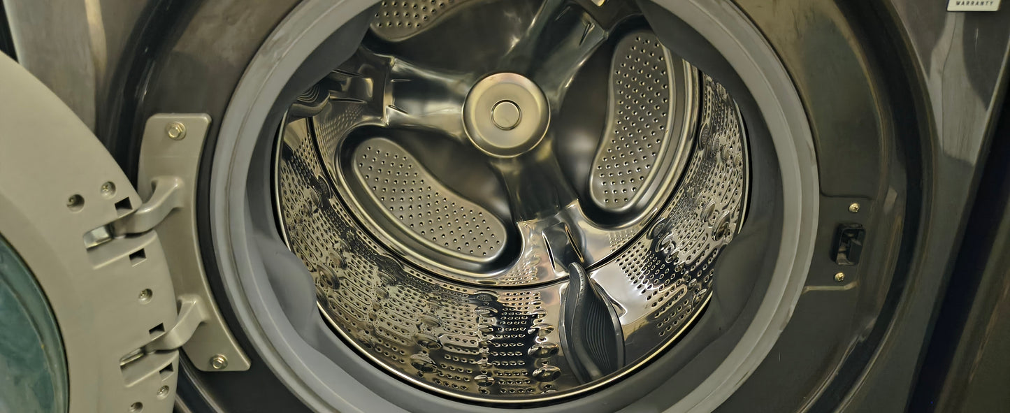 LG Elite Platinum Stainless FrontLoad Washer & New Scratch & Dent Electric Dryer Set - Stackable & Downloadable Features