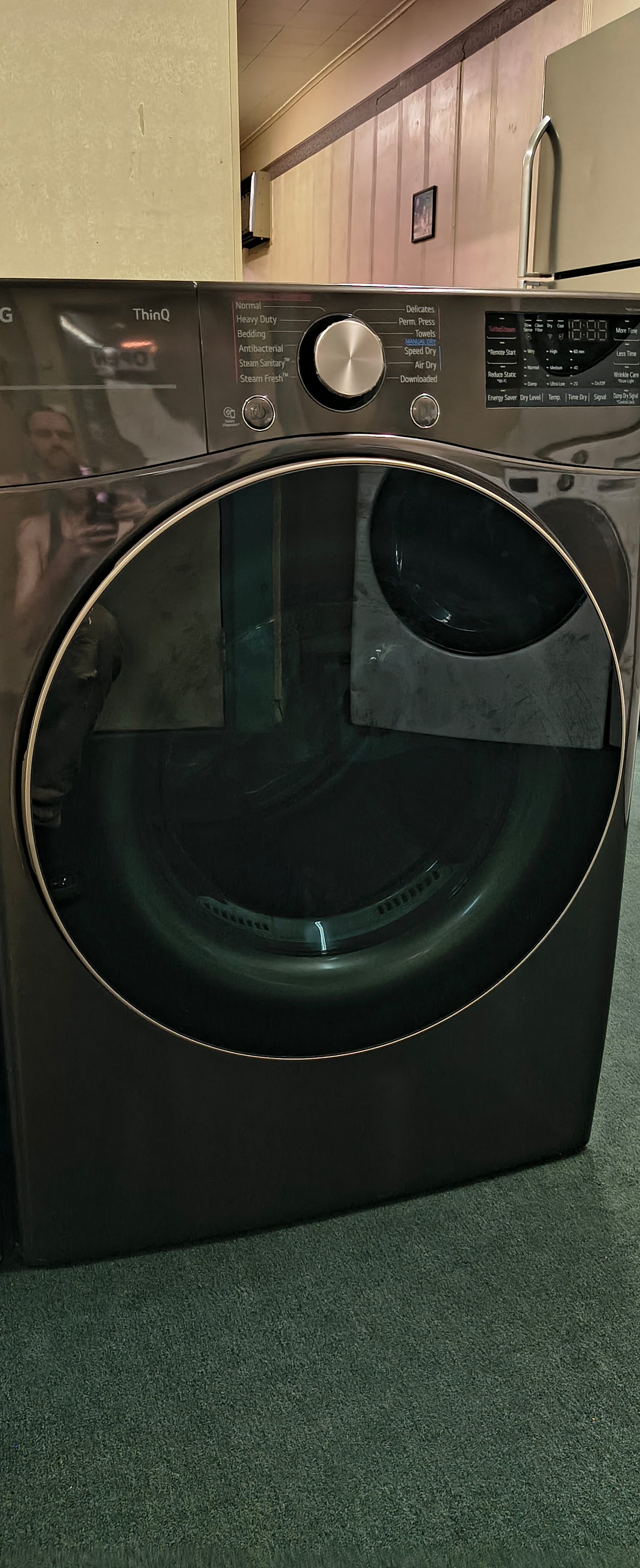 LG Elite Platinum Stainless FrontLoad Washer & New Scratch & Dent Electric Dryer Set - Stackable & Downloadable Features