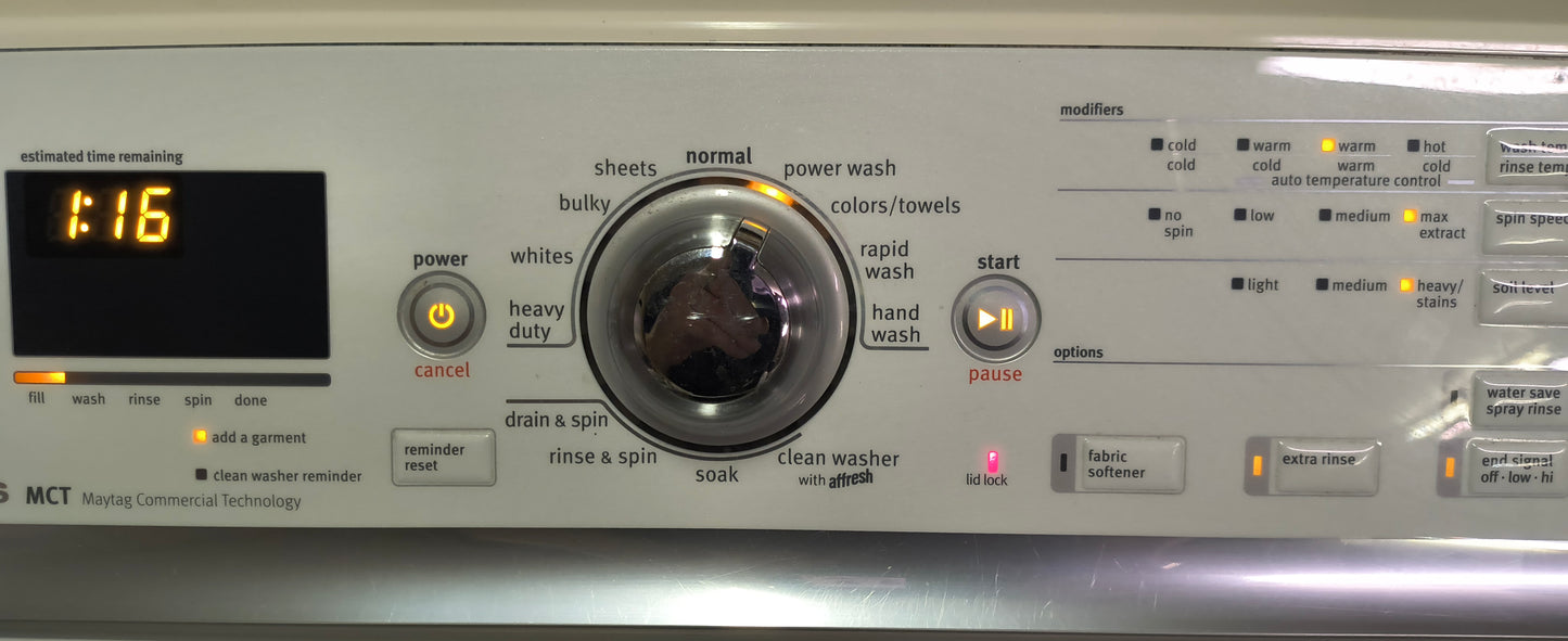 MAYTAG BRAVOS MCT WHITE ELITE TOPLOAD WASHER & ELECTRIC DRYER SET