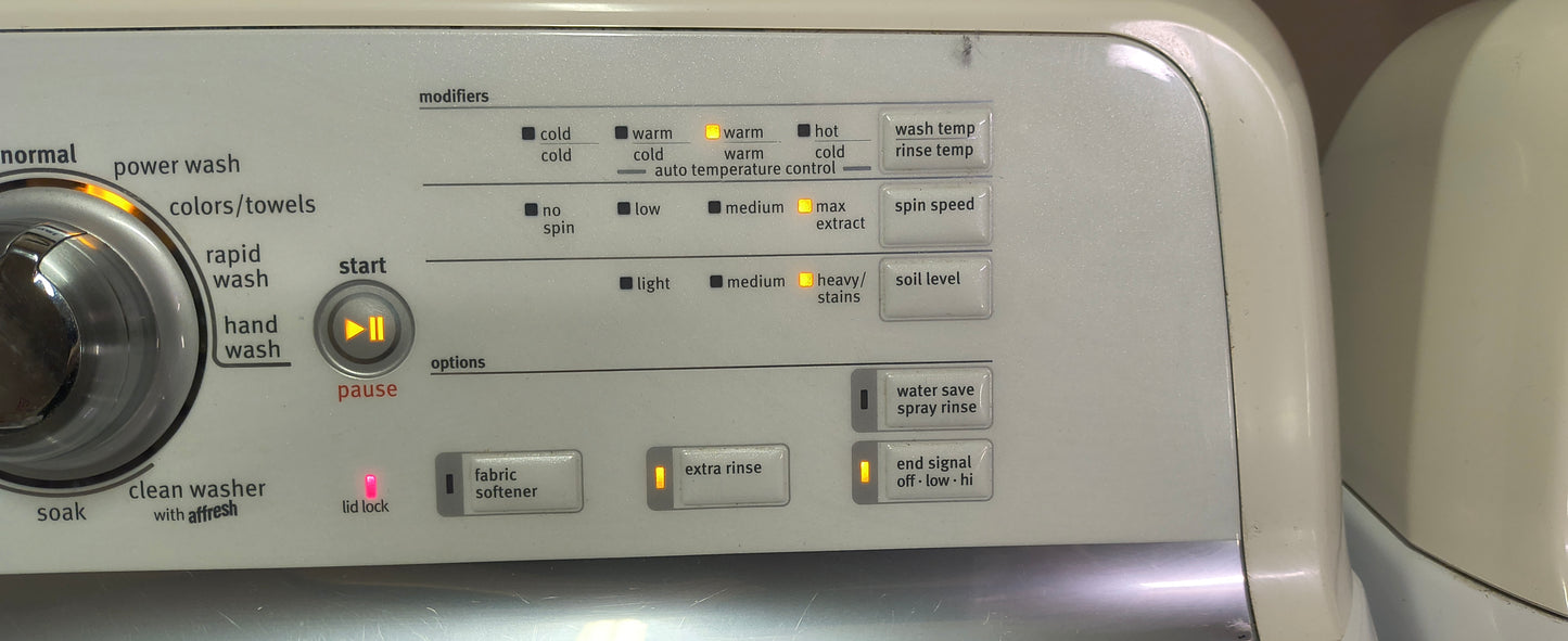 MAYTAG BRAVOS MCT WHITE ELITE TOPLOAD WASHER & ELECTRIC DRYER SET