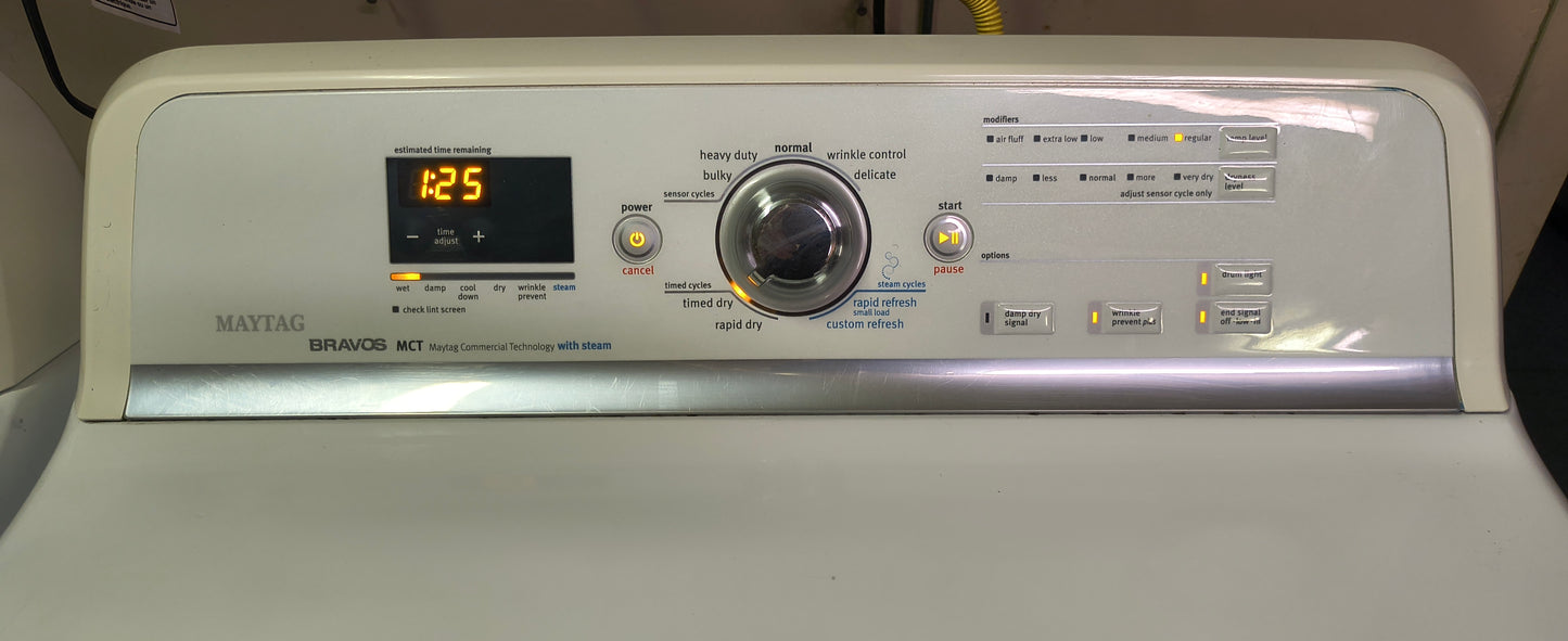 MAYTAG BRAVOS MCT WHITE ELITE TOPLOAD WASHER & ELECTRIC DRYER SET