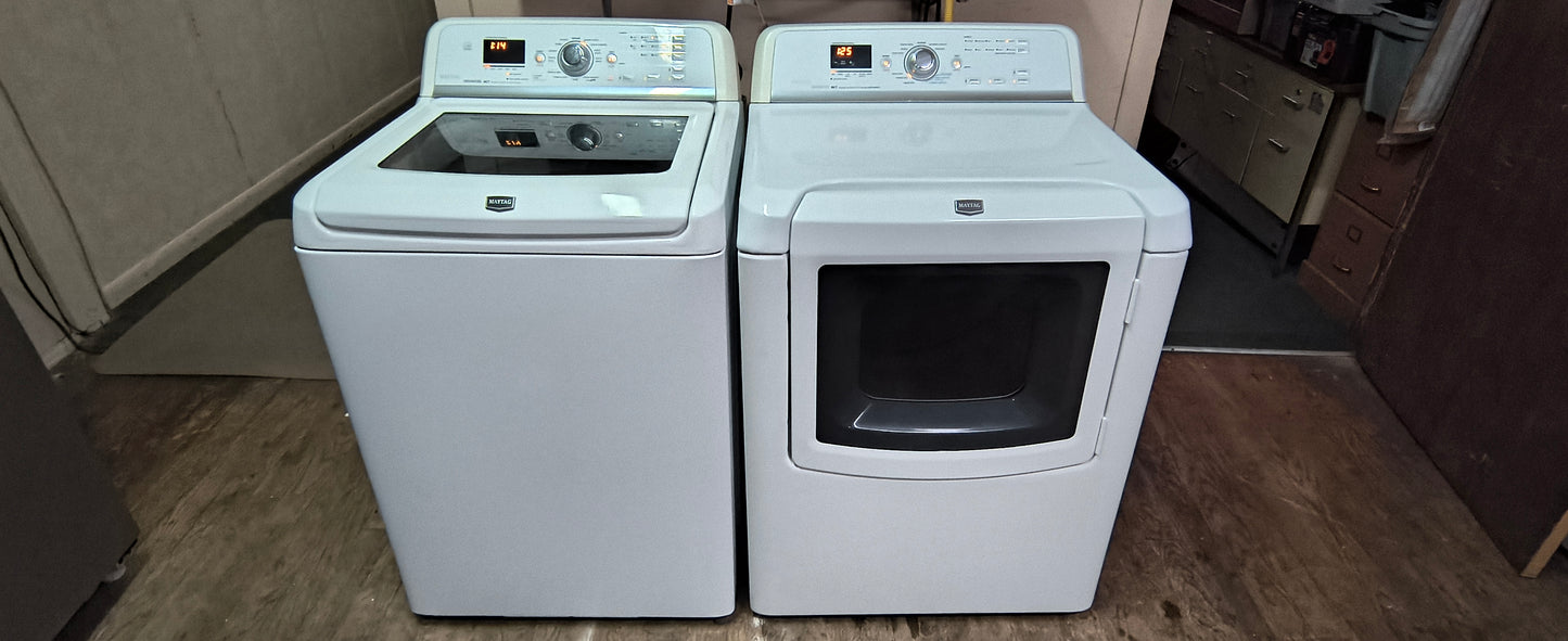 MAYTAG BRAVOS MCT WHITE ELITE TOPLOAD WASHER & ELECTRIC DRYER SET