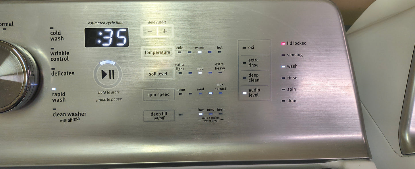 MAYTAG WHITE ELITE TOPLOAD WASHER & ELECTRIC BRAVOS XL DRYER SET