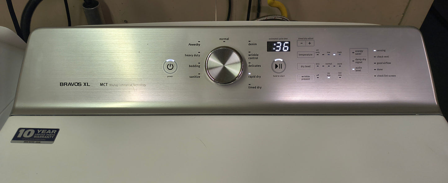 MAYTAG WHITE ELITE TOPLOAD WASHER & ELECTRIC BRAVOS XL DRYER SET