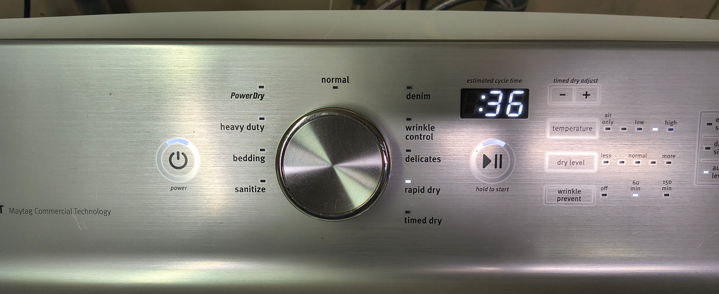 MAYTAG WHITE ELITE TOPLOAD WASHER & ELECTRIC BRAVOS XL DRYER SET